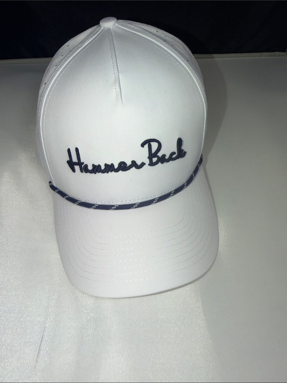 NEW “Hammer Back”  White Rope Golf Hat Snapback Performance Cap